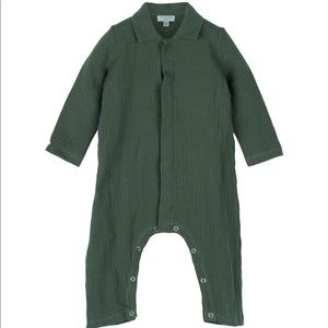 Maison Me - Baby Tristan Muslin Coverall, Dark Sage - NWT